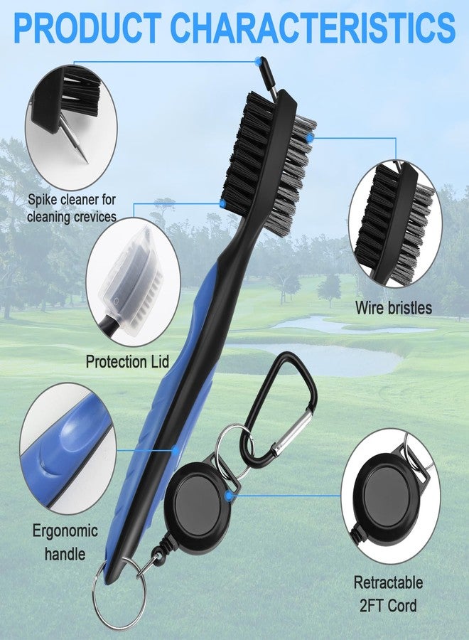 Coeweule 2 Pack Golf Club Brush, Professional Golf Club Cleaner with Retractable Zip-line and Golf Club Cleaner Brush, Handle Comfortable Grip Golf Grooves Cleaner for Easily Attaches to Golf Bag - Image 2