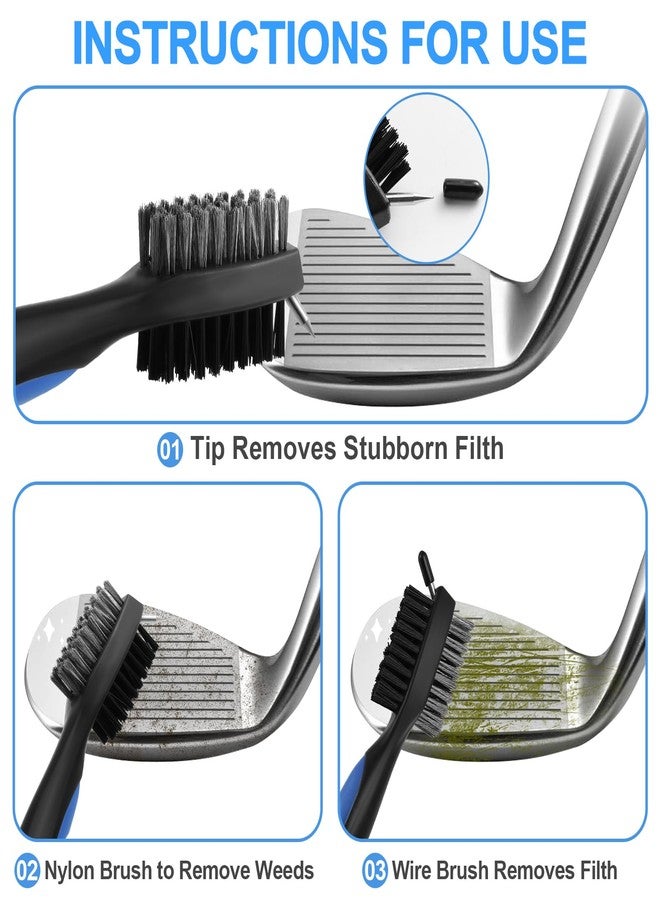 Coeweule 2 Pack Golf Club Brush, Professional Golf Club Cleaner with Retractable Zip-line and Golf Club Cleaner Brush, Handle Comfortable Grip Golf Grooves Cleaner for Easily Attaches to Golf Bag - Image 3