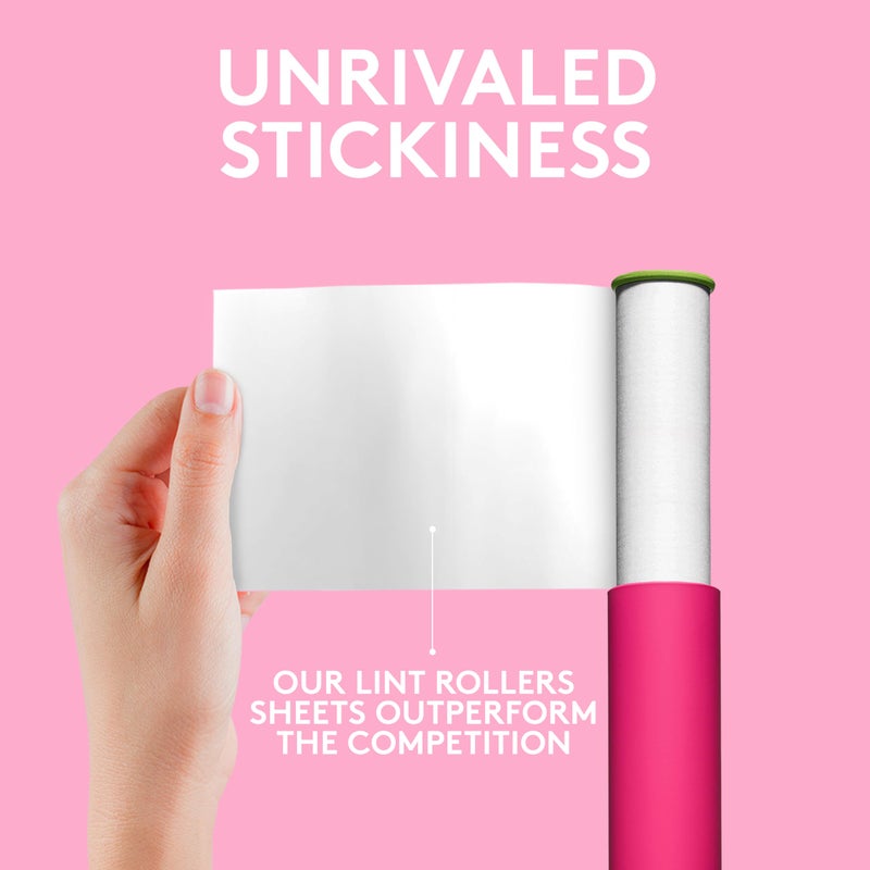 Flint Classic Pink Retractable Mini Lint Roller with 90 Extra Sticky Sheets, Small and Portable Lint Roller, Ideal Pet Hair Remover, Travel Lint Rollers for pet Hair Extra Sticky - Image 3