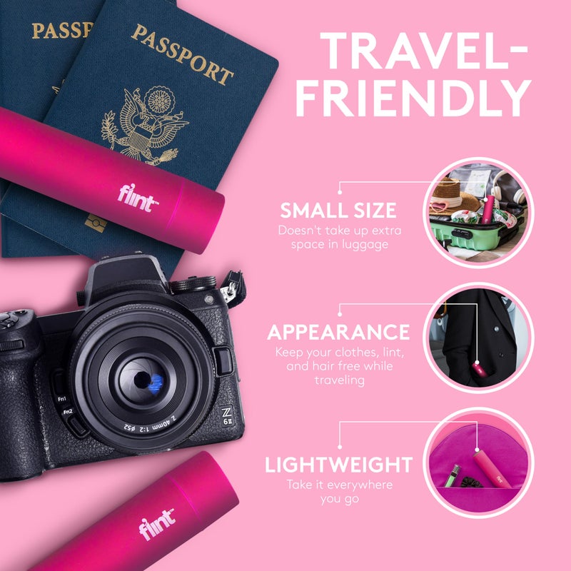 Flint Classic Pink Retractable Mini Lint Roller with 90 Extra Sticky Sheets, Small and Portable Lint Roller, Ideal Pet Hair Remover, Travel Lint Rollers for pet Hair Extra Sticky - Image 4