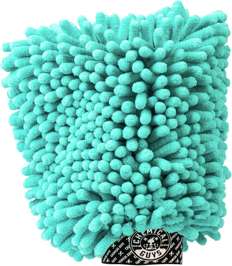 Chemical Guys MIC513 Big Noodle Chenille Microfiber Scratch Free Supersized Car Wash Mitt for Cars, Trucks, SUVs, RVs & More, Turquoise (11" x 12") - Image 1