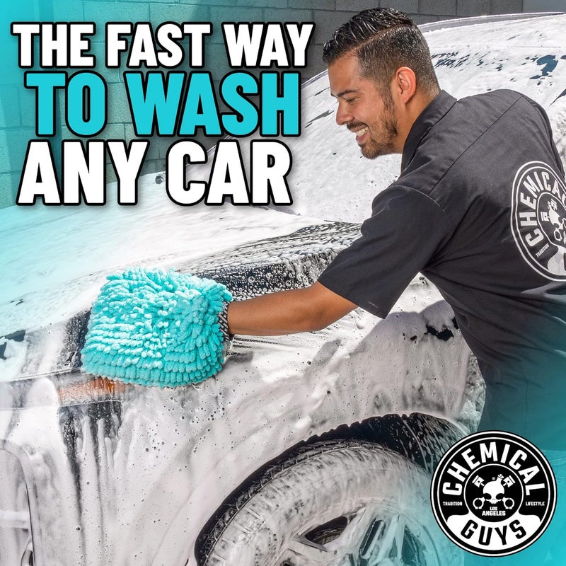 Chemical Guys MIC513 Big Noodle Chenille Microfiber Scratch Free Supersized Car Wash Mitt for Cars, Trucks, SUVs, RVs & More, Turquoise (11" x 12") - Image 3
