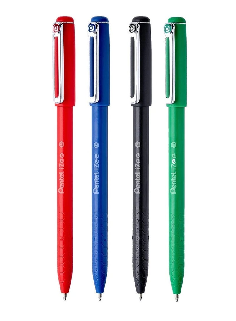 Pentel 4-Piece Izee Ballpoint Pen 1.0mm Tip Multicolour - Image 1