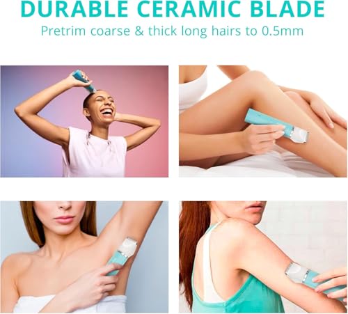 Kaphio Bikini Trimmer for Women Pubic Hair: 2 in 1 Electric Razors for Women - Rechargeable Electric Shaver - IPX7 Waterproof Lady Shaver for Travel & Shower Use in Summer (Green) - Image 4