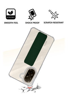 NAFCO For Redmi A5 4G / Poco C71 - Transparent Hand Grip Foldable Magnetic Kickstand Wrist Strap Finger Grip Shockproof Cover Compatible For Redmi A5 4G / Poco C71 - Clear / Green  - Image 4