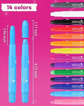 MSDADA 14 Colors Hair Chalk Pen Set for Girls Kids Temporary Hair Color Pens Washable Hair Chalk for Teens Kids Girls Birthday St Patricks Day Childrens Day Gifts Party Cosplay Festival Hair DIY - Image 2
