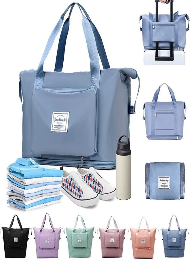 LNT Large Capacity Folding Travel Bag Travel Lightweight Waterproof Carry on Luggage Bags Fixed Strap Dry and Wet Separation Foldable Travel Duffel Bag for Weekender Overnight (Multicolor Random) - Image 1