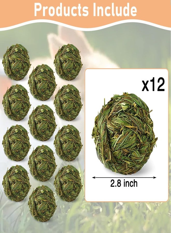 Hamiledyi 12 Pcs Rabbit Chew Ball Timothy Grass Ball Small Animal Activity Play Chew Toys Teeth Grinding for Bunny Rabbits Hamster Guinea Pigs Gerbils Chinchillas - Image 2