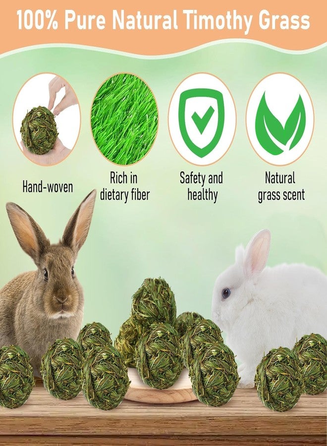 Hamiledyi 12 Pcs Rabbit Chew Ball Timothy Grass Ball Small Animal Activity Play Chew Toys Teeth Grinding for Bunny Rabbits Hamster Guinea Pigs Gerbils Chinchillas - Image 3