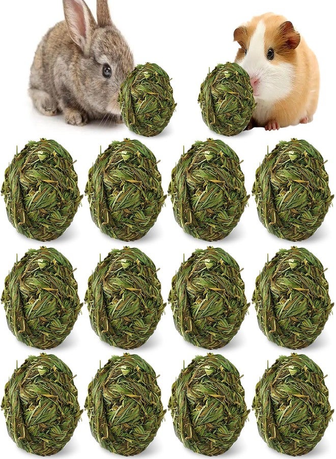 Hamiledyi 12 Pcs Rabbit Chew Ball Timothy Grass Ball Small Animal Activity Play Chew Toys Teeth Grinding for Bunny Rabbits Hamster Guinea Pigs Gerbils Chinchillas - Image 1