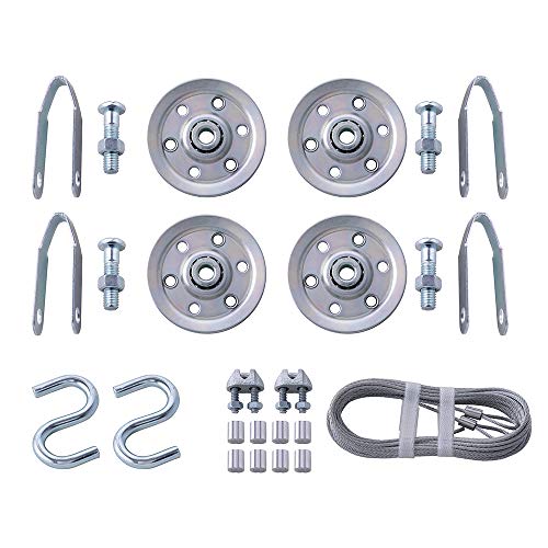 HOME MASTER HARDWARE Cable and Pulley Replacement Kit - 4pcs 3" Heavy Duty Pulleys,2pcs Galvanized Aircraft Cables - 3/32 Diameter 12 Fasteners for Overhead Sectional Garage Doors - Image 2