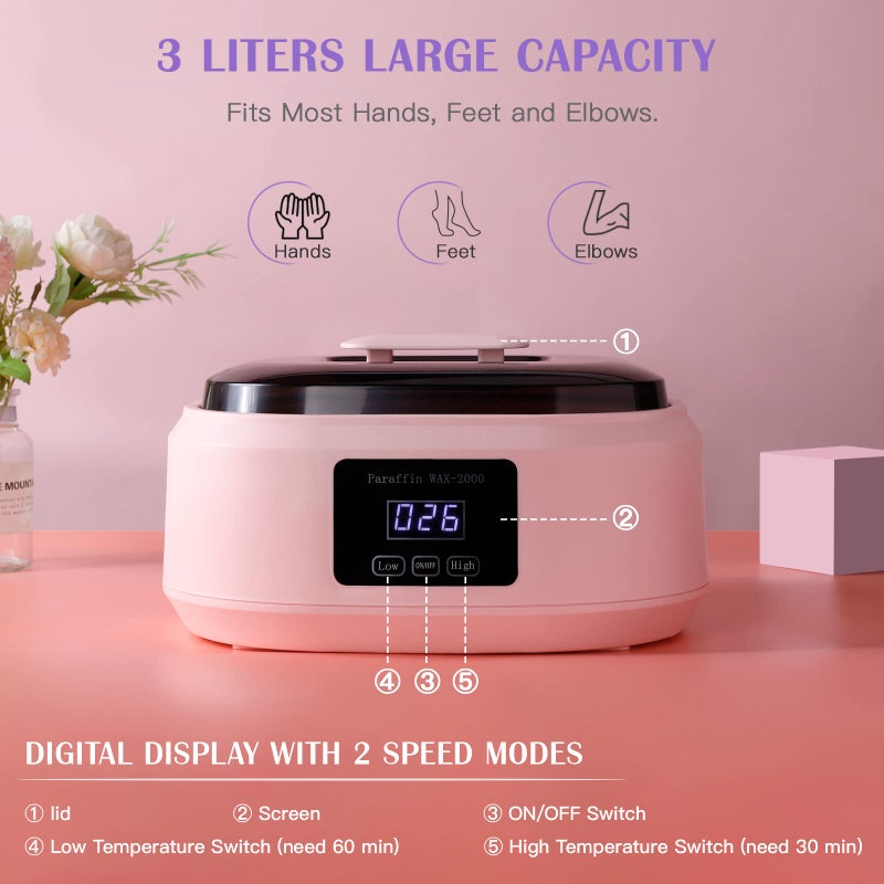 Biutee Paraffin Wax Machine Touchscreen 3500ml Paraffin Wax Warmer with 4 Pack Lavender Wax 30Min Fast Wax Meltdown Temperature Control Paraffin Hot Wax Spa Arthritis Paraffin Bath - Image 5