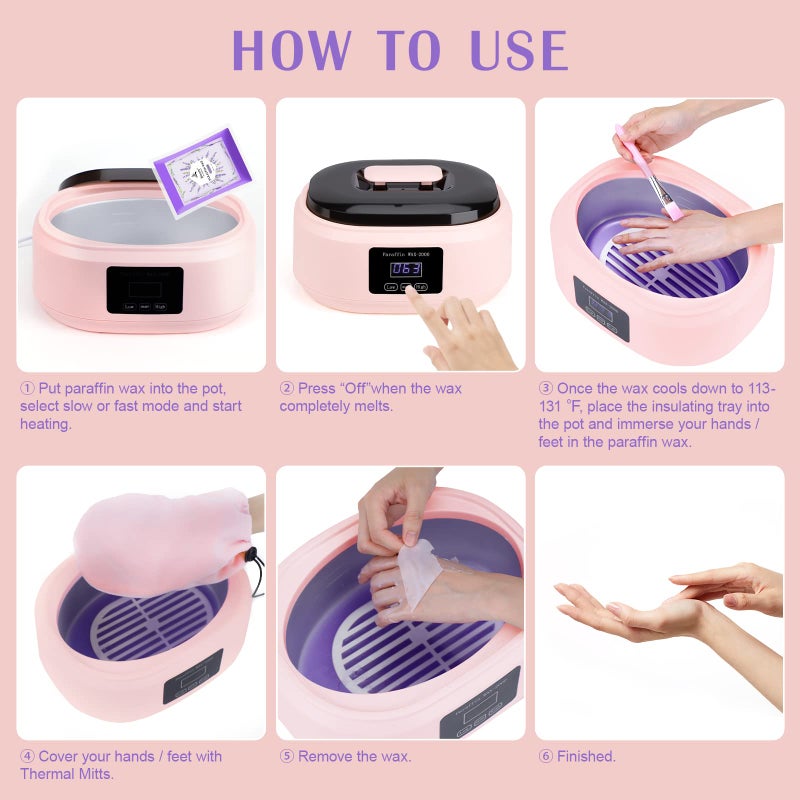 Biutee Paraffin Wax Machine Touchscreen 3500ml Paraffin Wax Warmer with 4 Pack Lavender Wax 30Min Fast Wax Meltdown Temperature Control Paraffin Hot Wax Spa Arthritis Paraffin Bath - Image 4
