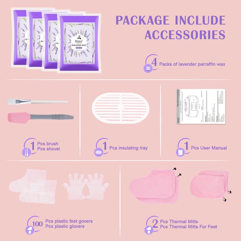 Biutee Paraffin Wax Machine Touchscreen 3500ml Paraffin Wax Warmer with 4 Pack Lavender Wax 30Min Fast Wax Meltdown Temperature Control Paraffin Hot Wax Spa Arthritis Paraffin Bath - Image 3