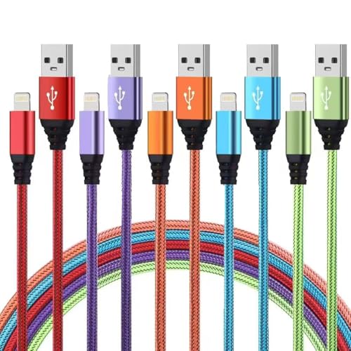Aurnoet iPhone Charger 10FT 5Pack Apple MFi Certified Lightning Cable Fast Charging Nylon Braided USBA to Lightning Compatible with iPhone 1413 mini14131211 Pro MAXXRXS87Plus6SSEiPad - Image 1