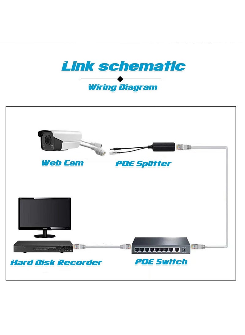 KASTWAVE - Gigabit PoE Splitter 12V 2A, with IEEE 802.3af/at Complian 10-100-1000Mbps Power Over Ethernet Splitter Adapter, for Security IP Camera, Voip Phone, AP, CCTV Surveillance - Image 1