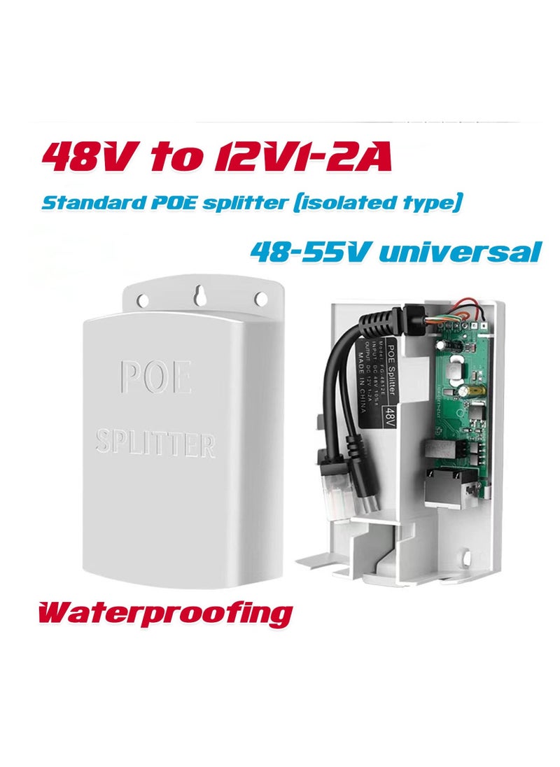 KASTWAVE - Gigabit PoE Splitter 12V 2A, with IEEE 802.3af/at Complian 10-100-1000Mbps Power Over Ethernet Splitter Adapter, for Security IP Camera, Voip Phone, AP, CCTV Surveillance - Image 1