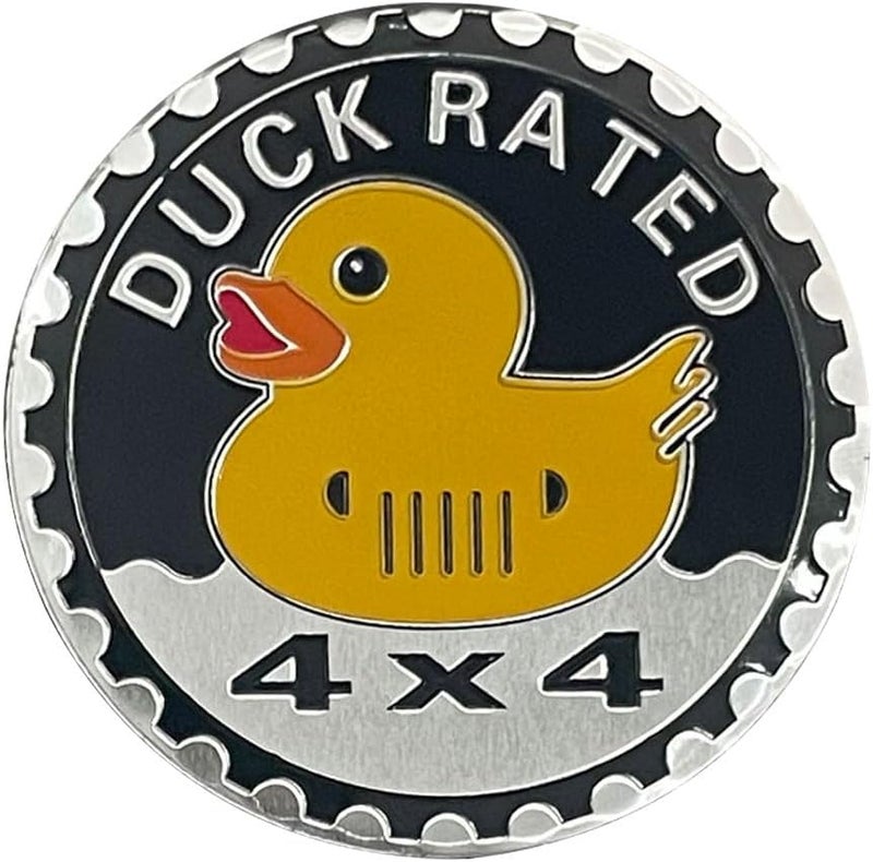 GLSOWEE Duck Badge Rated Car Emblem, 4 x 4 3D Metal Car Badge Decals Stickers Round Emblem Decals, Auto Exterior Emblems Badge Compatible with Vehicles Trucks SUV RV (Duck Rated-B) - Image 1