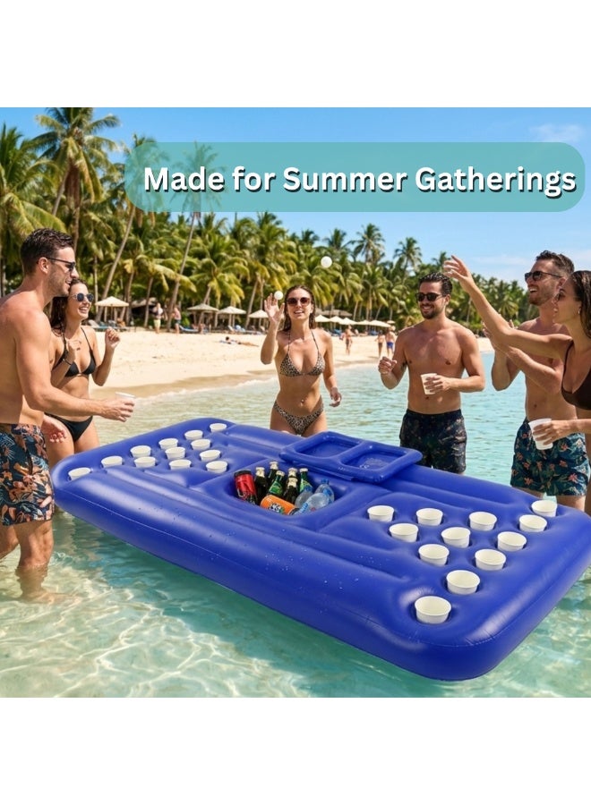 Adventure Lab Inflatable Pool Party Beverage Table – Floating Pong Game for Swimming Pool | Drink Holder with Cup Holes & Ice Storage | Pool Party Accessories for Adults, Beach & Villa Pools - Image 2