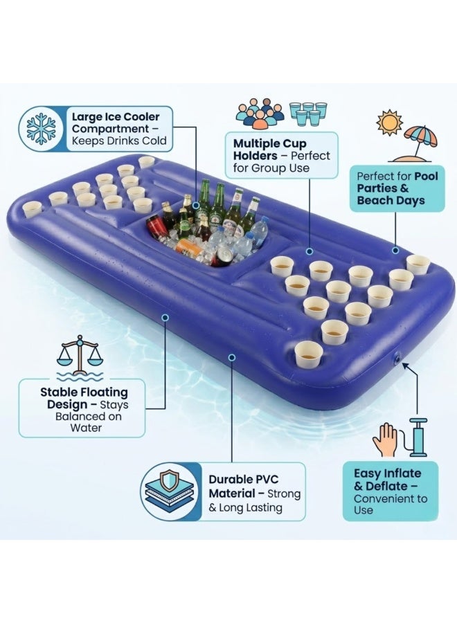 Adventure Lab Inflatable Pool Party Beverage Table – Floating Pong Game for Swimming Pool | Drink Holder with Cup Holes & Ice Storage | Pool Party Accessories for Adults, Beach & Villa Pools - Image 3