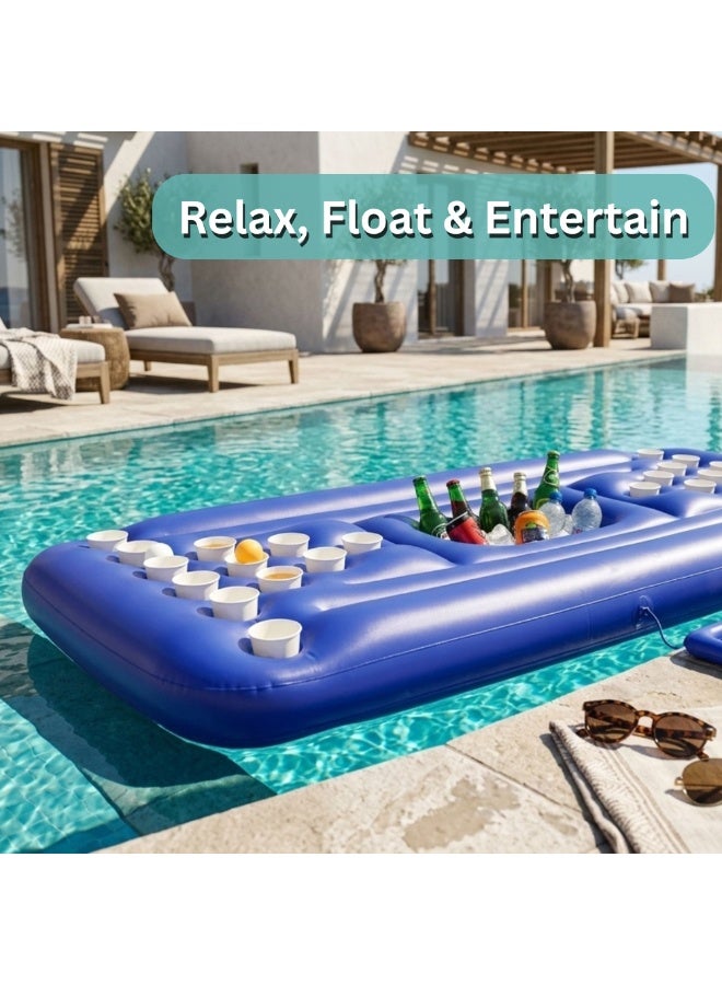 Adventure Lab Inflatable Pool Party Beverage Table – Floating Pong Game for Swimming Pool | Drink Holder with Cup Holes & Ice Storage | Pool Party Accessories for Adults, Beach & Villa Pools - Image 4
