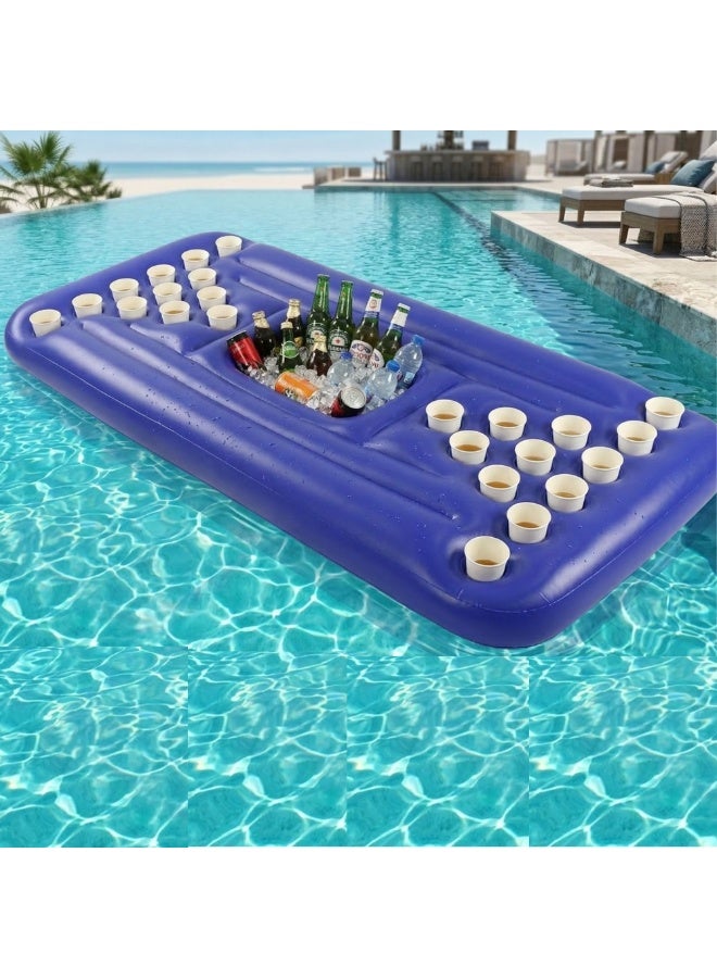 Adventure Lab Inflatable Pool Party Beverage Table – Floating Pong Game for Swimming Pool | Drink Holder with Cup Holes & Ice Storage | Pool Party Accessories for Adults, Beach & Villa Pools - Image 1