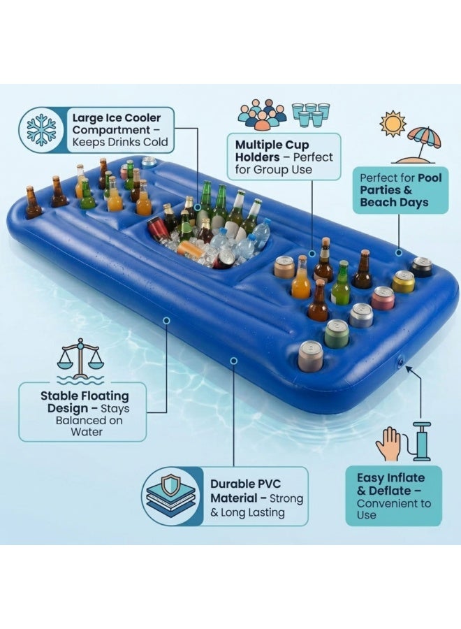 Adventure Lab Inflatable Pool Party Beverage Table – Floating Pong Game for Swimming Pool | Drink Holder with Cup Holes & Ice Storage | Pool Party Accessories for Adults, Beach & Villa Pools - Image 4