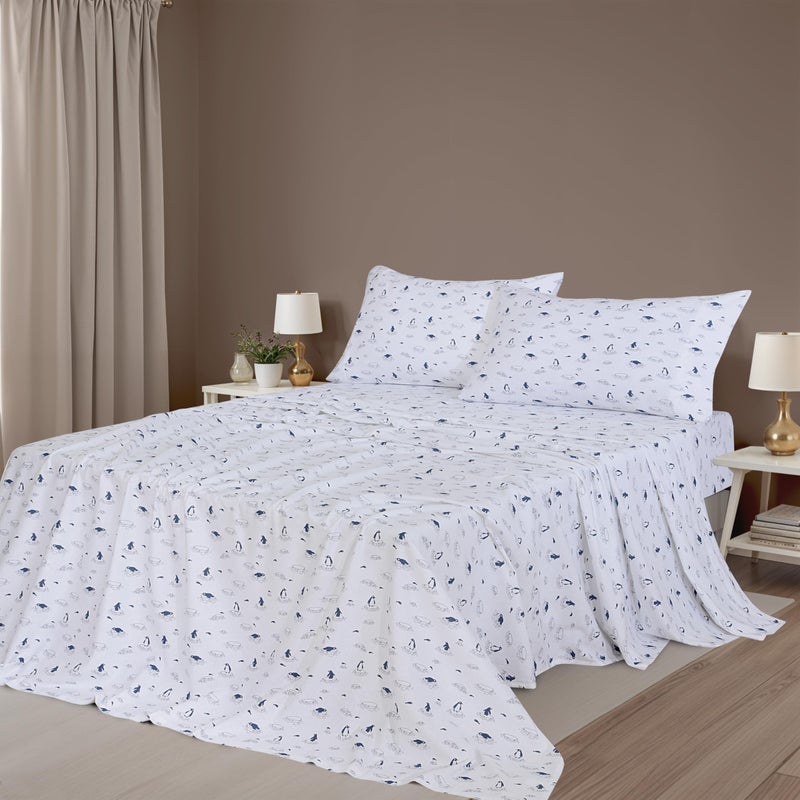 ZOYER Flannel Sheets Full Size Bed Set - Soft & Comfy Deep Pocket Cotton Flannel Bedding  Fitted Up to 16""  Double Brushed Full Bed Sheets  4 Pieces  Penguin Edge - Image 2