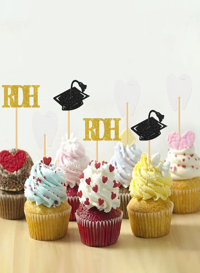 MonMon & Craft Congrats Dentist RDH Graduation Cupcake Toppers/Congrats Dentist Cupcake Decor/Congrats Grad Cupcake Toppers/Doctor Medical Science Graduation Cupcake Decorations / 24 Pcs Glitter - Image 4