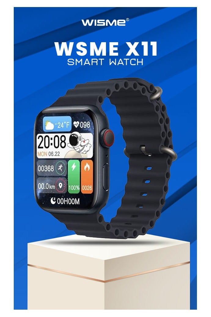 ويزمي ساعة WSME X11 الذكية للرجال مع شاشة AMOLED وتتبع النشاط والنوم وتصميم مقاوم للماء وعمر بطارية طويل متوافقة مع Android وiOS. - Image 1