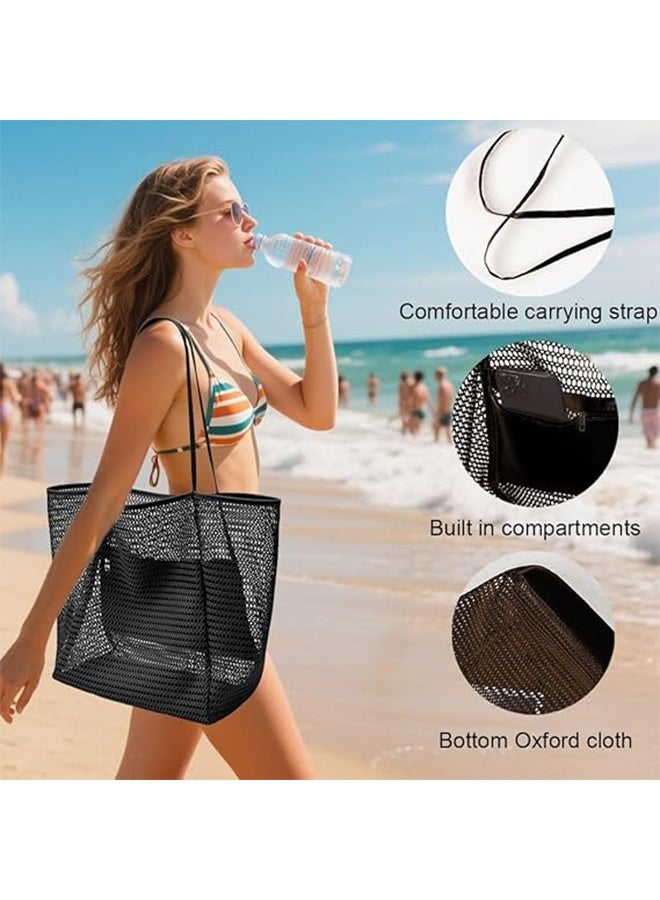 Lemon BeachNylon Mesh Tote Bag, Casual Tote Bag Women Foldable MAX 23L Shoulder Bag For Beach Picnic Vacation - Image 3
