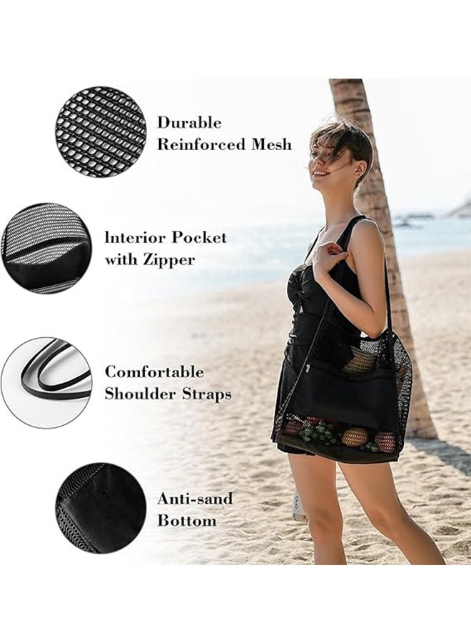 Lemon BeachNylon Mesh Tote Bag, Casual Tote Bag Women Foldable MAX 23L Shoulder Bag For Beach Picnic Vacation - Image 2