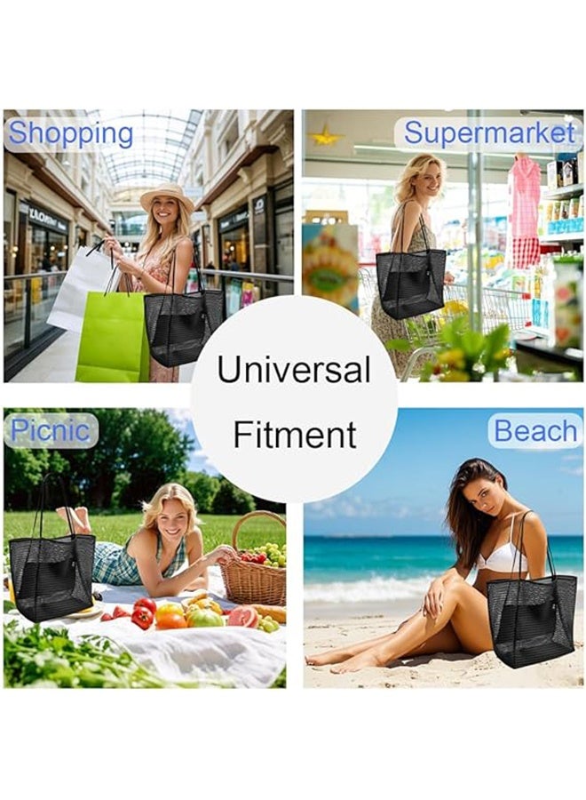 Lemon BeachNylon Mesh Tote Bag, Casual Tote Bag Women Foldable MAX 23L Shoulder Bag For Beach Picnic Vacation - Image 5