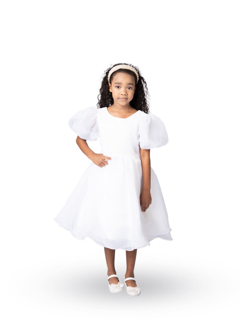 D'Daniela Tulip Party Dress-White - Image 1