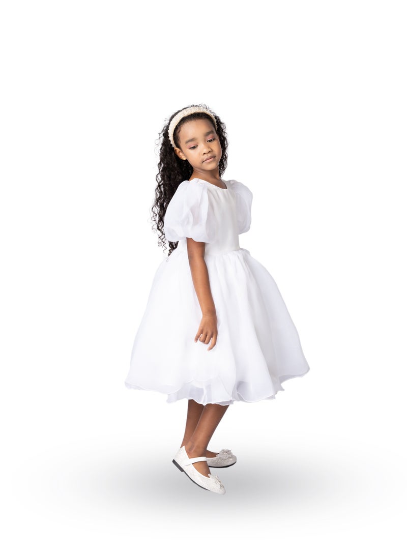 D'Daniela Tulip Party Dress-White - Image 3