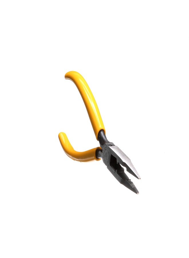 Klein Tools VDV026-049 Crimping Long Nose Pliers With Curved Handles, Grooved Jaws and Induction Hardened Steel , Yellow - Image 4
