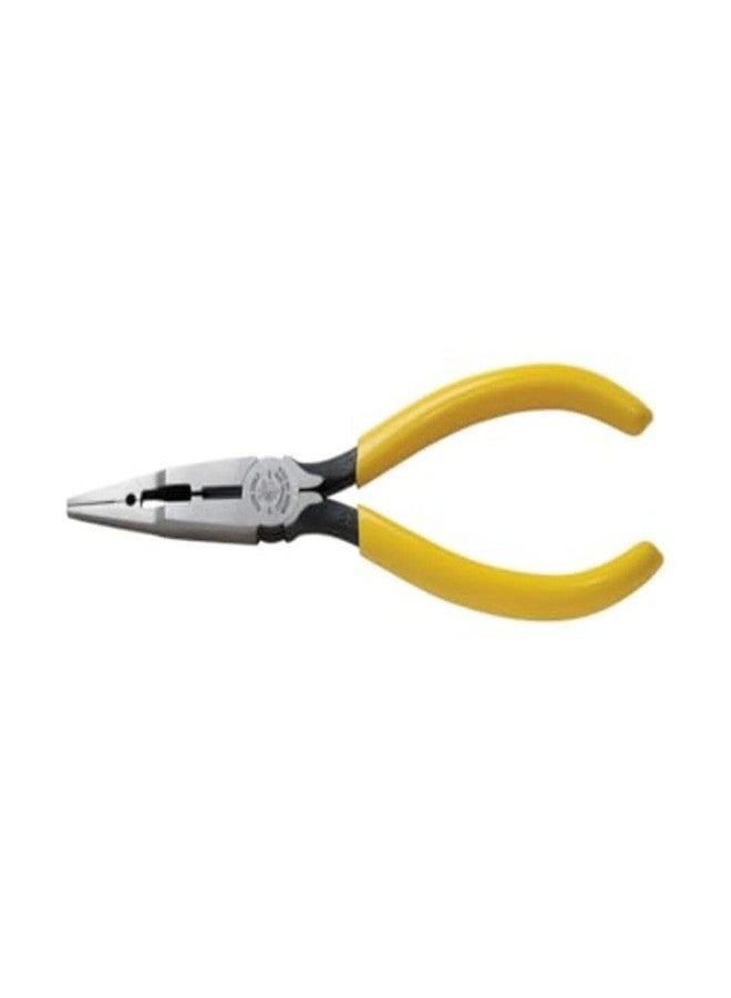 Klein Tools VDV026-049 Crimping Long Nose Pliers With Curved Handles, Grooved Jaws and Induction Hardened Steel , Yellow - Image 1