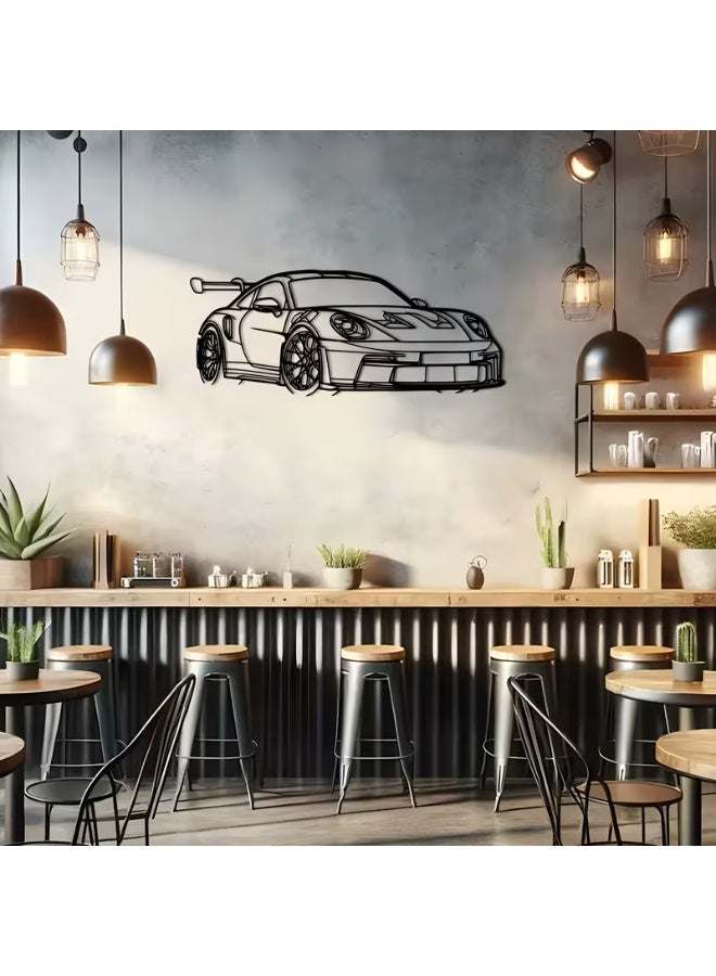TrendSavy Metal Car Wall Art Decoration Front View, Car Silhouette Wall Decor for Men, Bedroom Garage Man Cave Automotive Wall Hanging - Image 4