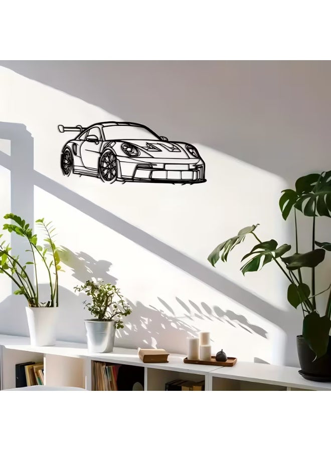 TrendSavy Metal Car Wall Art Decoration Front View, Car Silhouette Wall Decor for Men, Bedroom Garage Man Cave Automotive Wall Hanging - Image 3