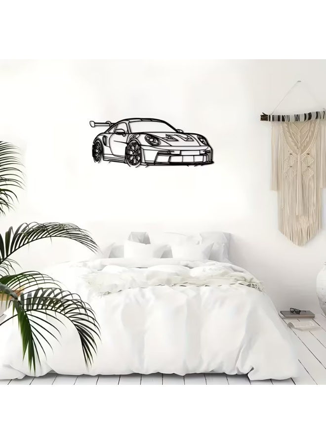TrendSavy Metal Car Wall Art Decoration Front View, Car Silhouette Wall Decor for Men, Bedroom Garage Man Cave Automotive Wall Hanging - Image 5