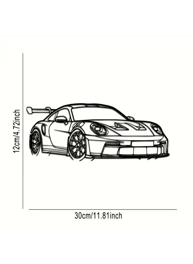 TrendSavy Metal Car Wall Art Decoration Front View, Car Silhouette Wall Decor for Men, Bedroom Garage Man Cave Automotive Wall Hanging - Image 2