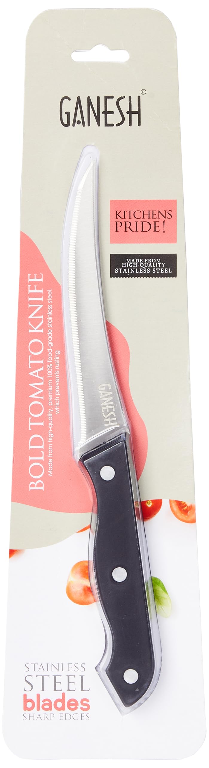 Ganesh Stainless Steel Kitchen Bold Tomato Knife Vegetable Cutting and Chopping Knife, Serrated Edge - Image 2