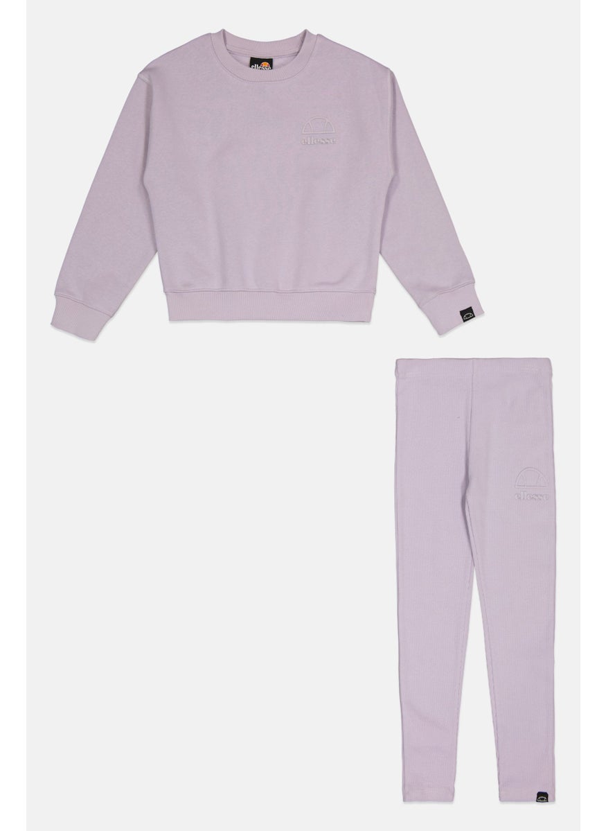 Ellesse - Kids Girl 2 Piece Brand Logo Training Tracksuits, Lavender - Image 1