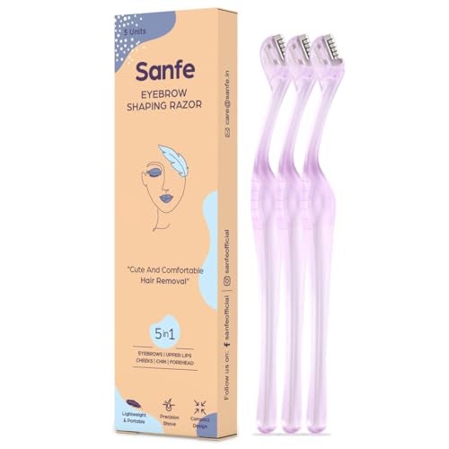Sanfe Eyebrow Shaping Razor - Pack of 3 | Smooth & Painless Women's Shaving Razor Eyebrow Shaper For Salon-Like Eyebrows Eyebrows, Upper Lip Targeted Corner Hair | No Cuts | Safe & Quick Hair Removal - Image 1