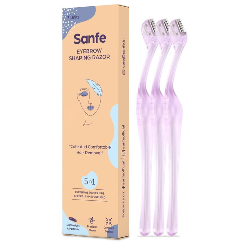 Sanfe Eyebrow Shaping Razor - Pack of 3 | Smooth & Painless Women's Shaving Razor Eyebrow Shaper For Salon-Like Eyebrows Eyebrows, Upper Lip Targeted Corner Hair | No Cuts | Safe & Quick Hair Removal - Image 5