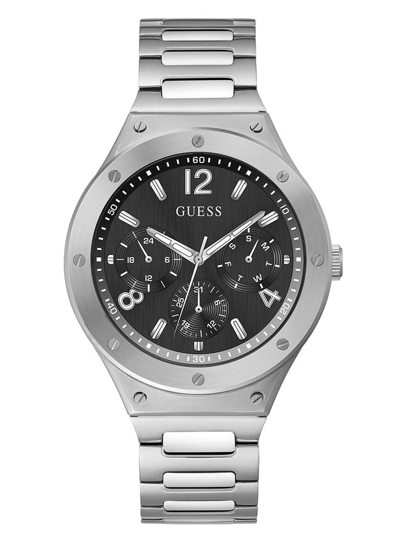 GUESS Men's Analog Round Shape Leather Wrist Watch GW0454G1-44 Mm - Image 1