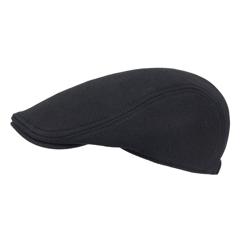 FEINION Men Cotton Newsboy Cap Soft Fit Cabbie Hat (Black) - Image 2