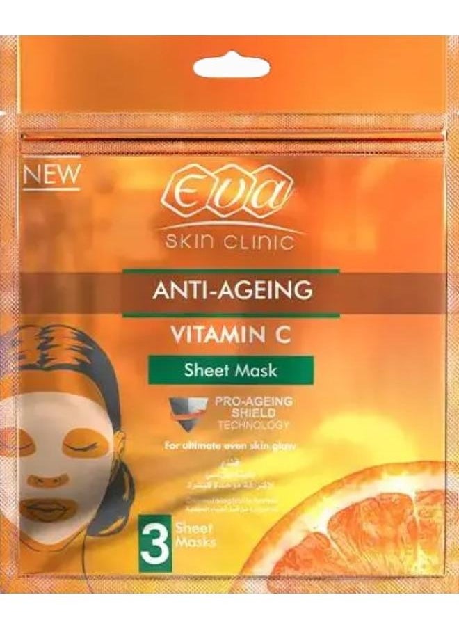 Eva Skin Clinic Vitamin C Sheet Mask - 3 Sheet Masks  - Image 1