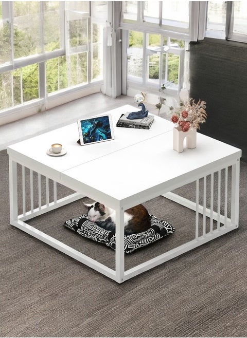 Modern Coffee Table with Metal Frame & Open Storage Space