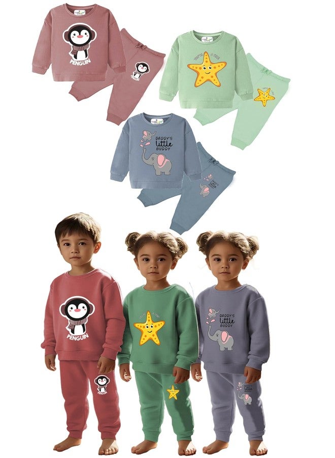 Toddylon Kids Clothing Sets Baby Boy & Girls Regular Fit Cotton Wear T-Shirts and Pyjamas Set | Sweatshirt & Pant | Pullover & Jogger | Track Suit (Pack of 3, 2-3 Years) - Image 1